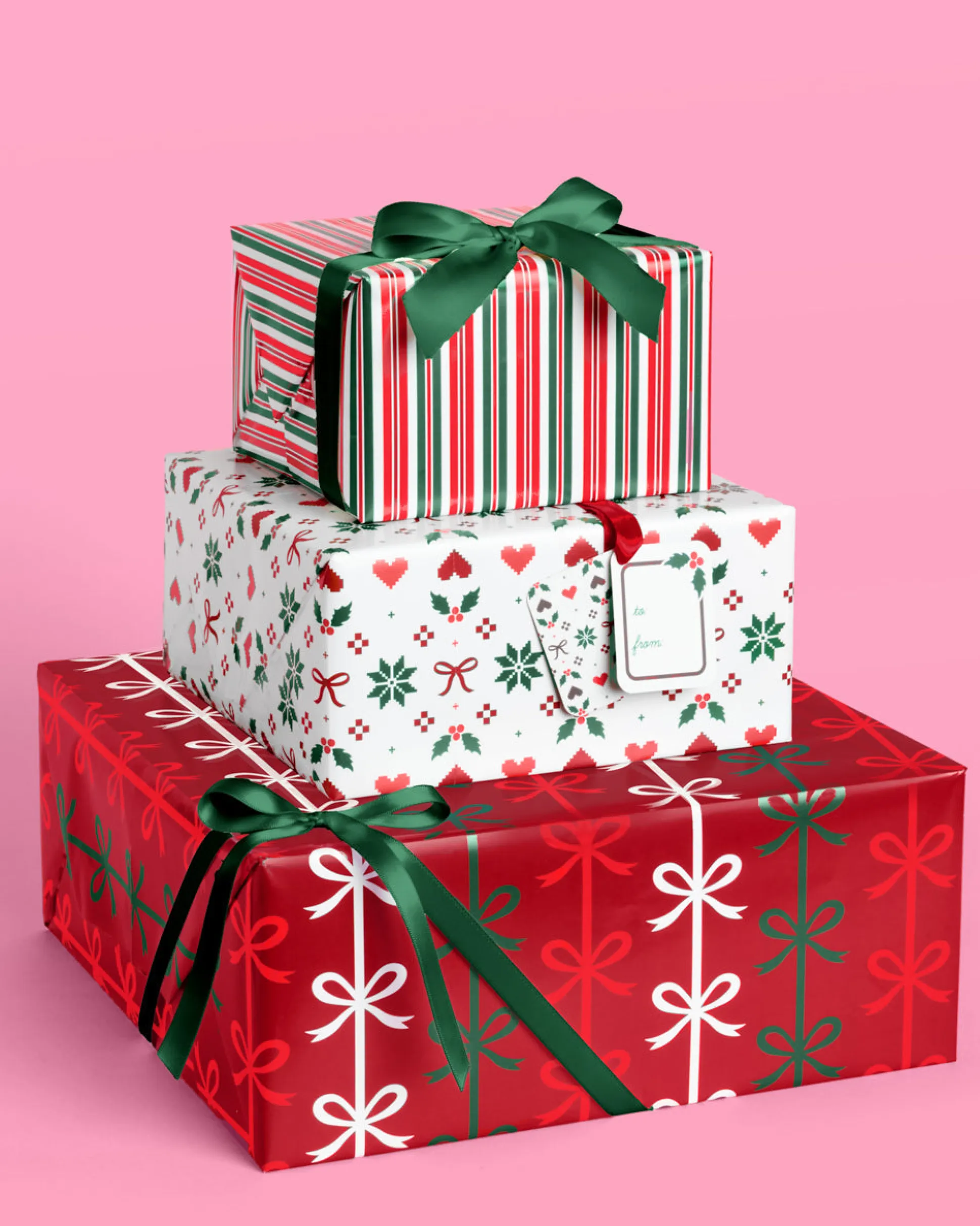 A Merry Mix Wrapping Paper Set - 12 sheets + 16 tags