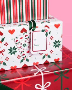 A Merry Mix Wrapping Paper Set - 12 sheets + 16 tags