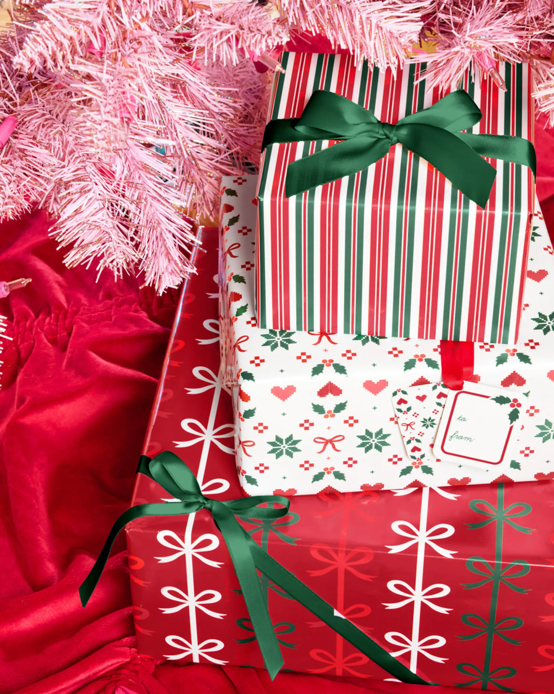 A Merry Mix Wrapping Paper Set - 12 sheets + 16 tags
