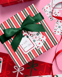 A Merry Mix Wrapping Paper Set - 12 sheets + 16 tags