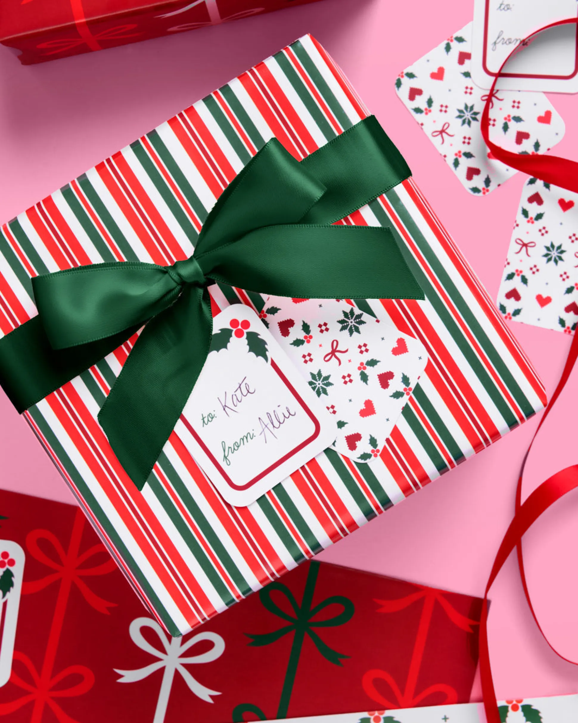 A Merry Mix Wrapping Paper Set - 12 sheets + 16 tags