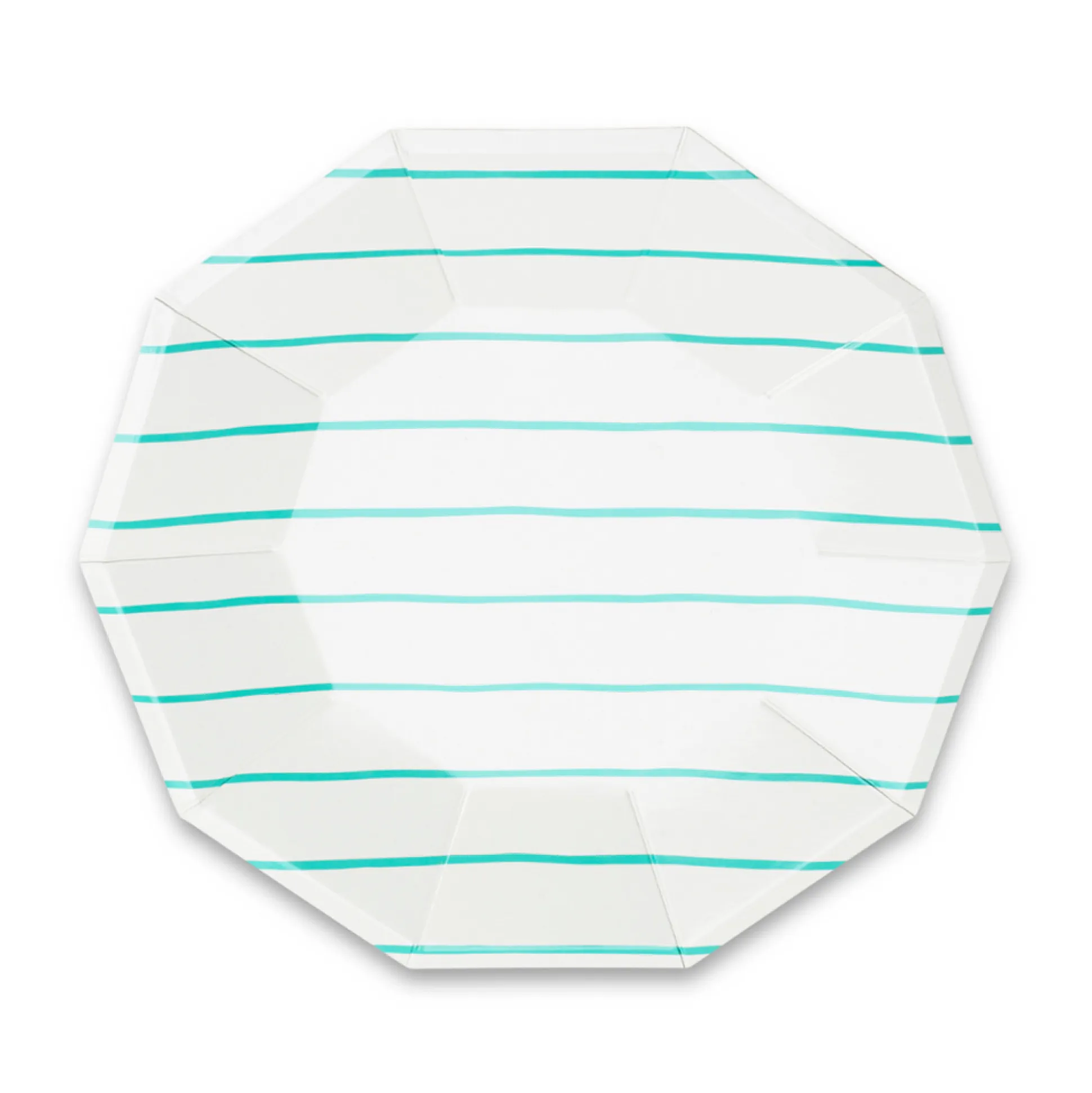 Aqua Frenchie Striped Large Plates, Pack of 8