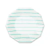 Aqua Frenchie Striped Small Plates, Pack of 8