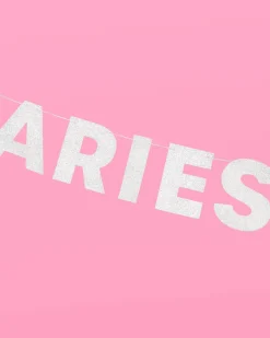 Aries Season Banner - Silver Glitter Banner