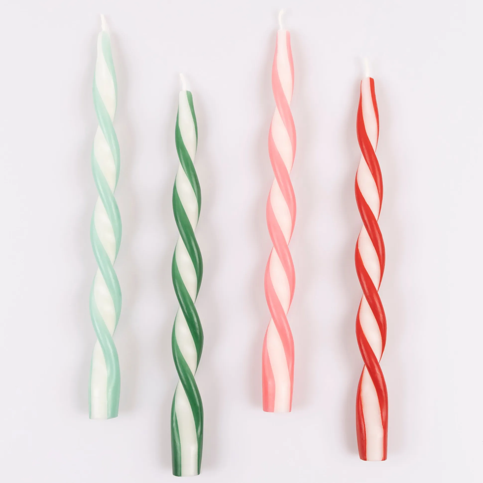 Assorted Stripe Twist Candles, Pack of 4