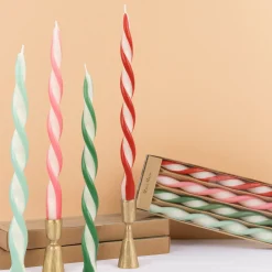 Assorted Stripe Twist Candles, Pack of 4