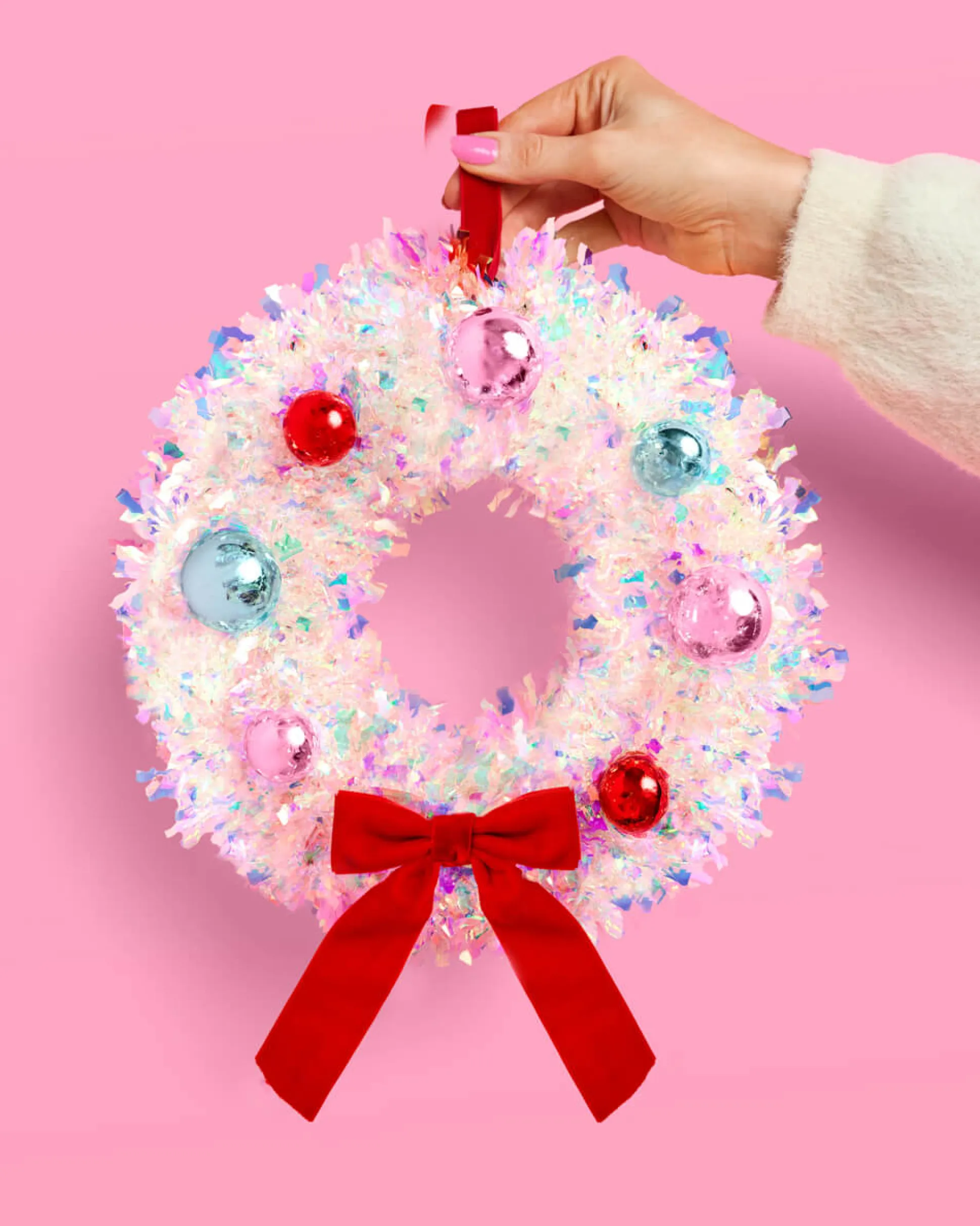 A White Christmas Wreath - white iridescent mini wreath