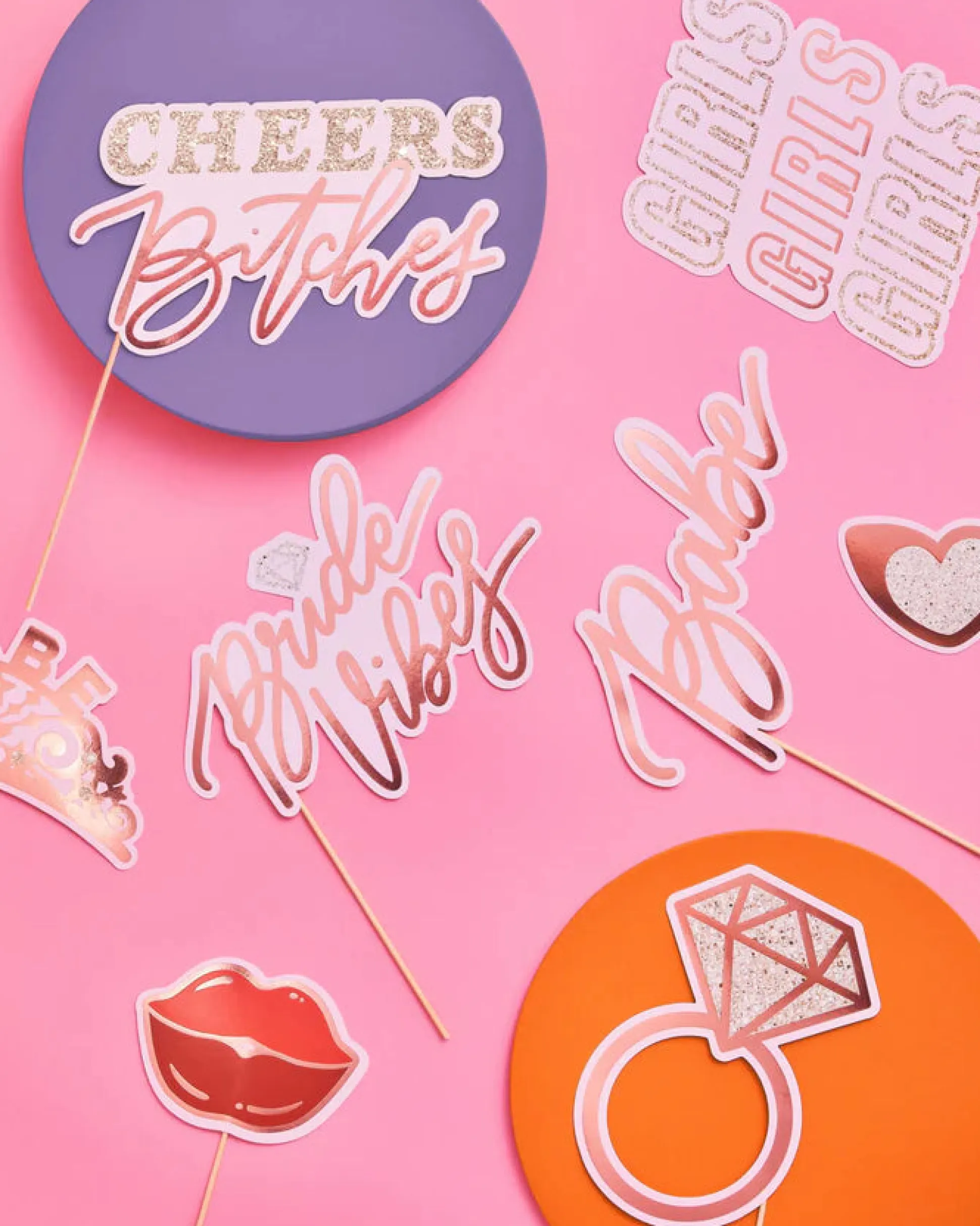 Bachelorette Photo Booth Props, 24 Pieces