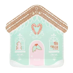 Baking Spirits Bright Mint Gingerbread House Large Plates, Pack of 8