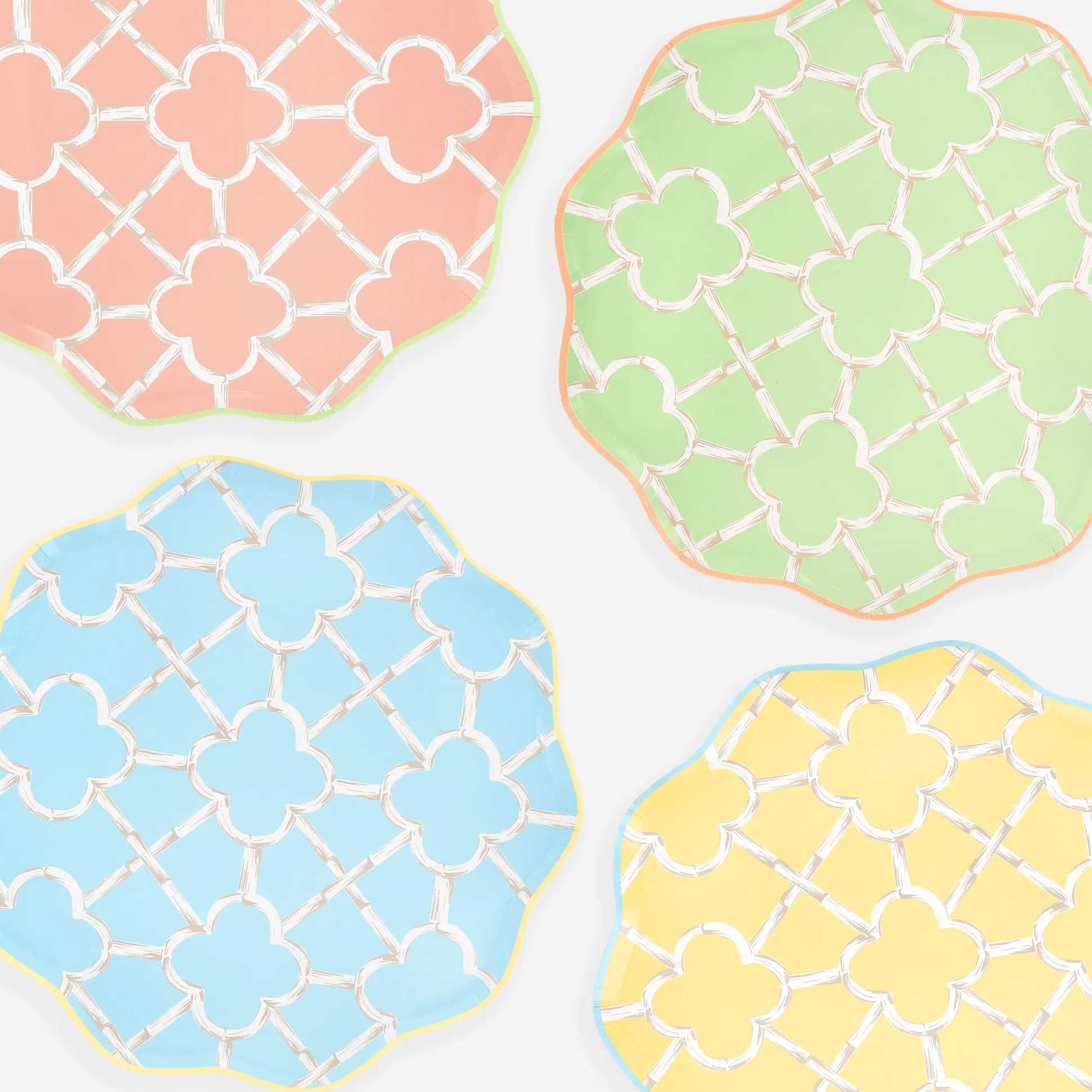 Bamboo Pattern Dinner Plates (x 8)
