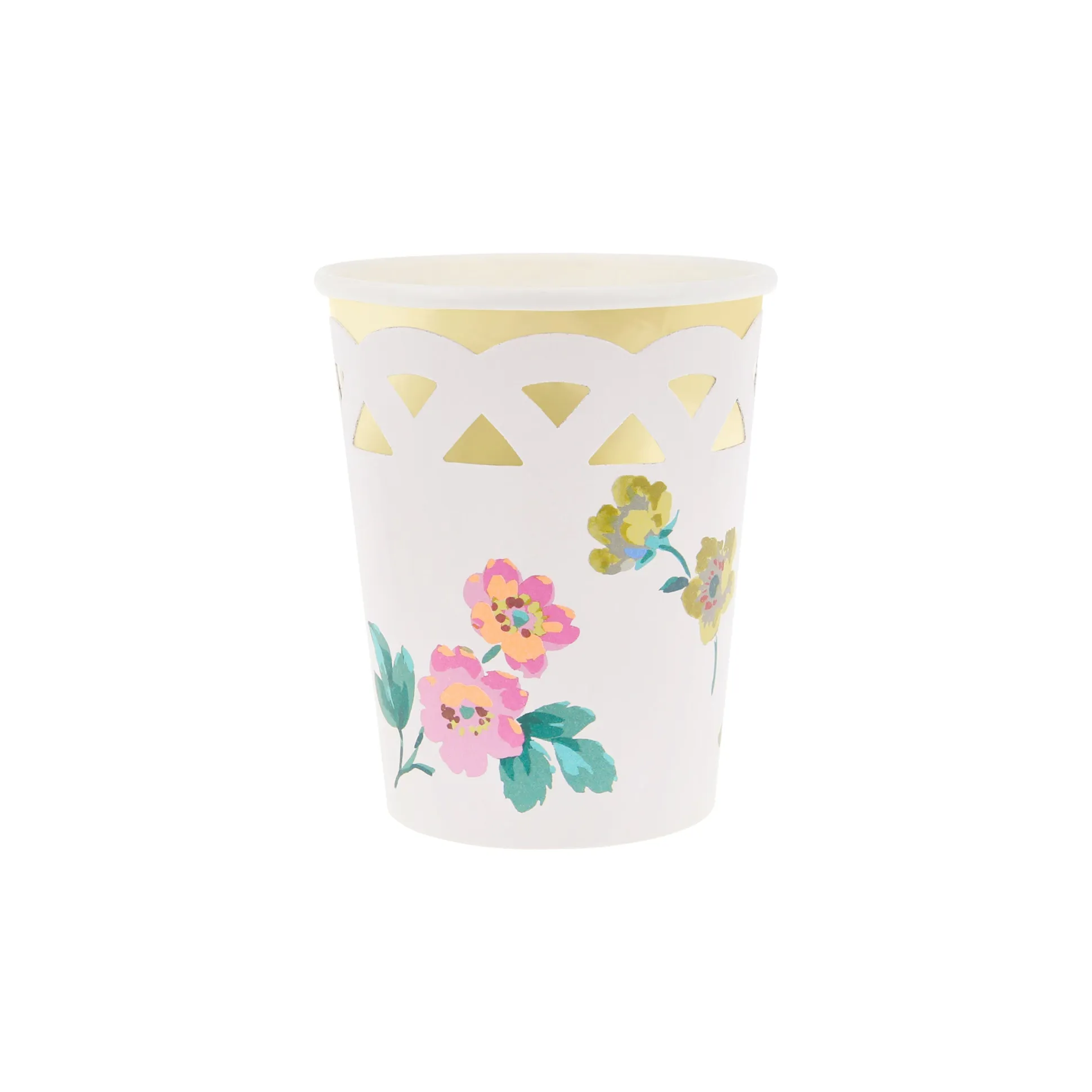 Basketweave Floral Cups, Set of 8