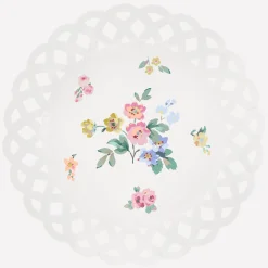 Basketweave Floral Dinner Plates, Set of 8