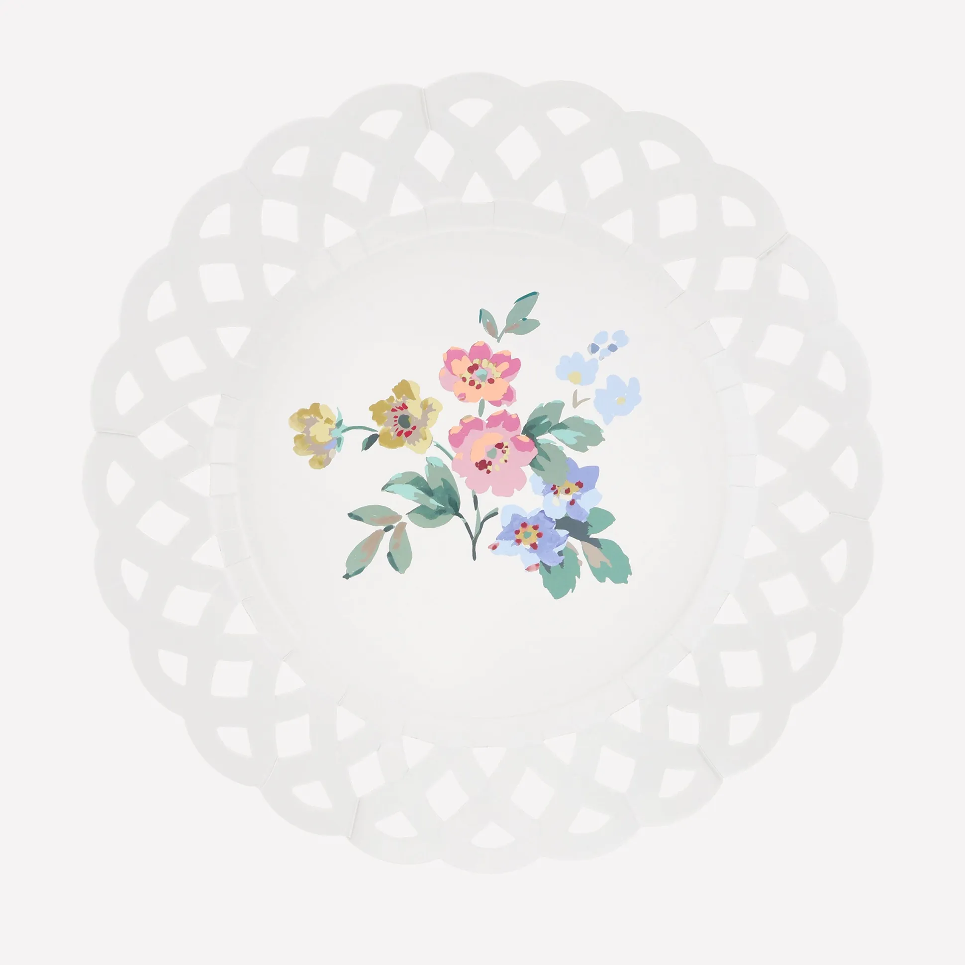 Basketweave Floral Side Plates, Set of 8