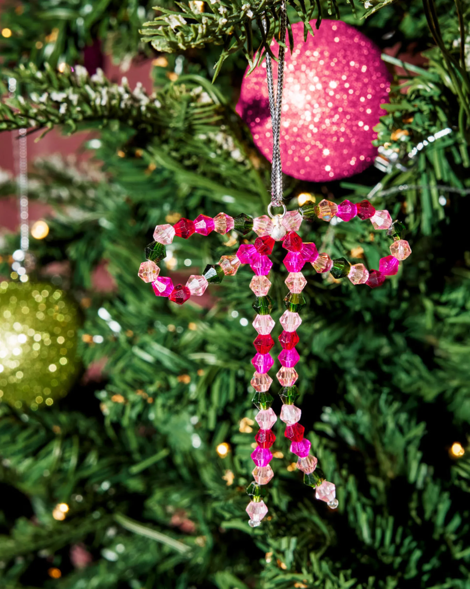 Beaded Bow Ornament Set - 6 beaded bows