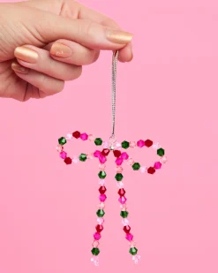 Beaded Bow Ornament Set - 6 beaded bows