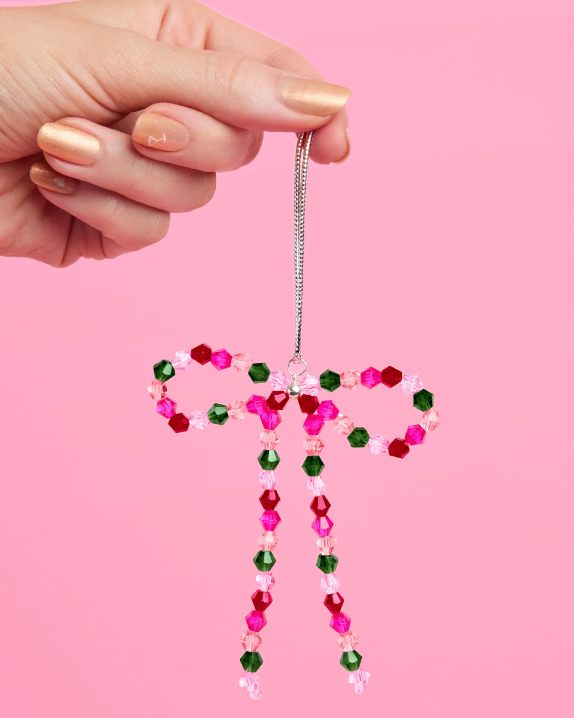 Beaded Bow Ornament Set - 6 beaded bows