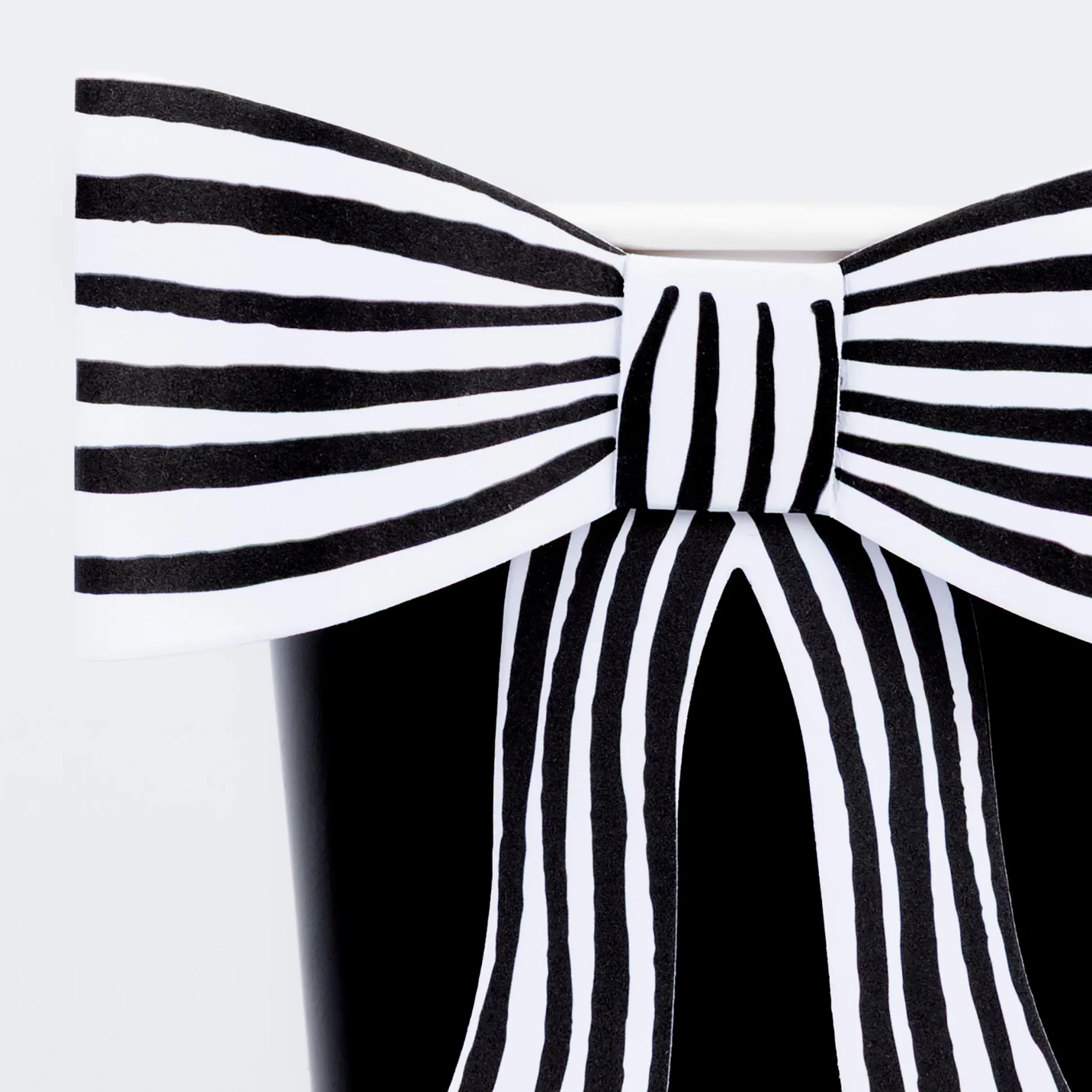 Black & White Stripy Bow Cups, Pack of 8