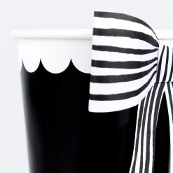 Black & White Stripy Bow Cups, Pack of 8