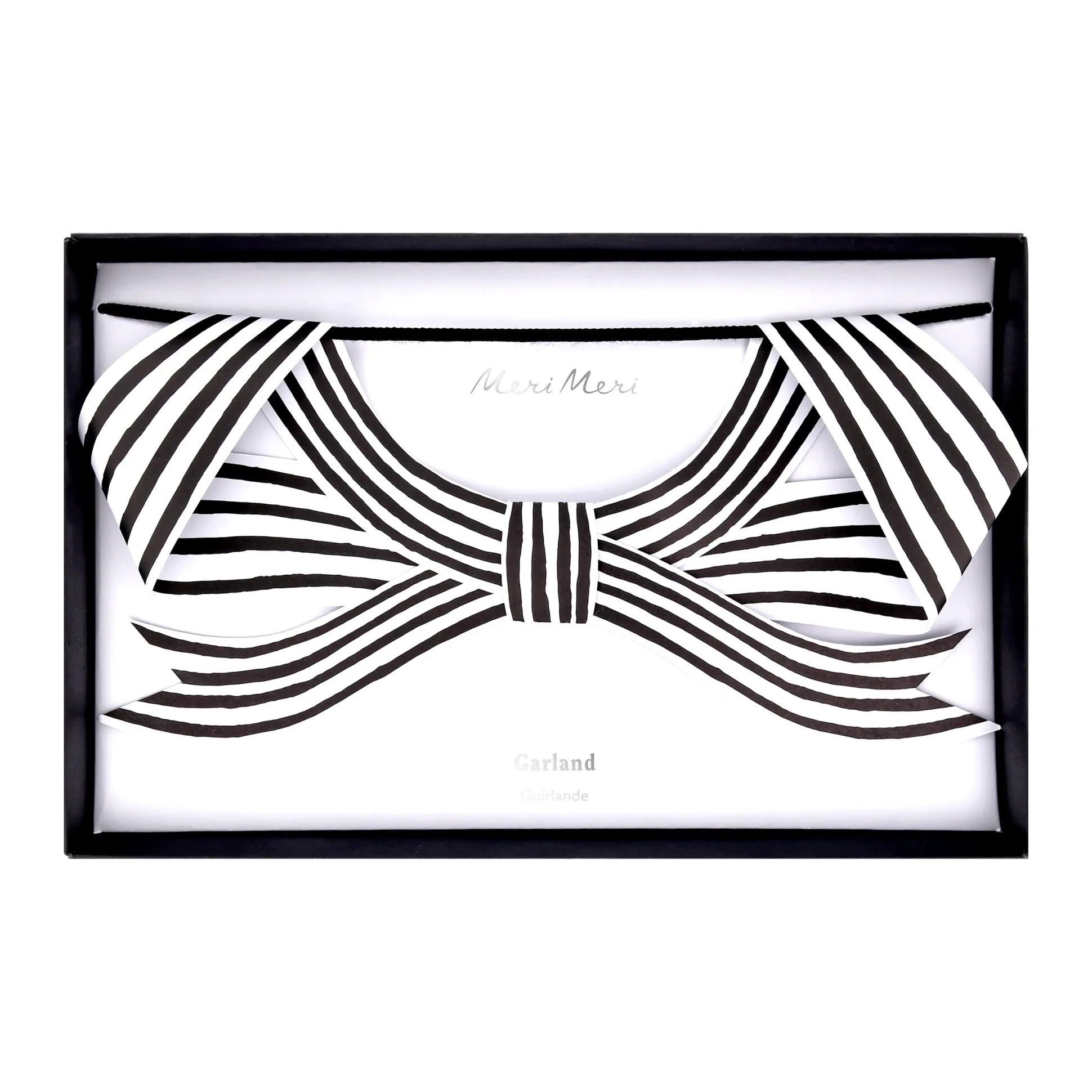Black & White Stripy Bow Garland