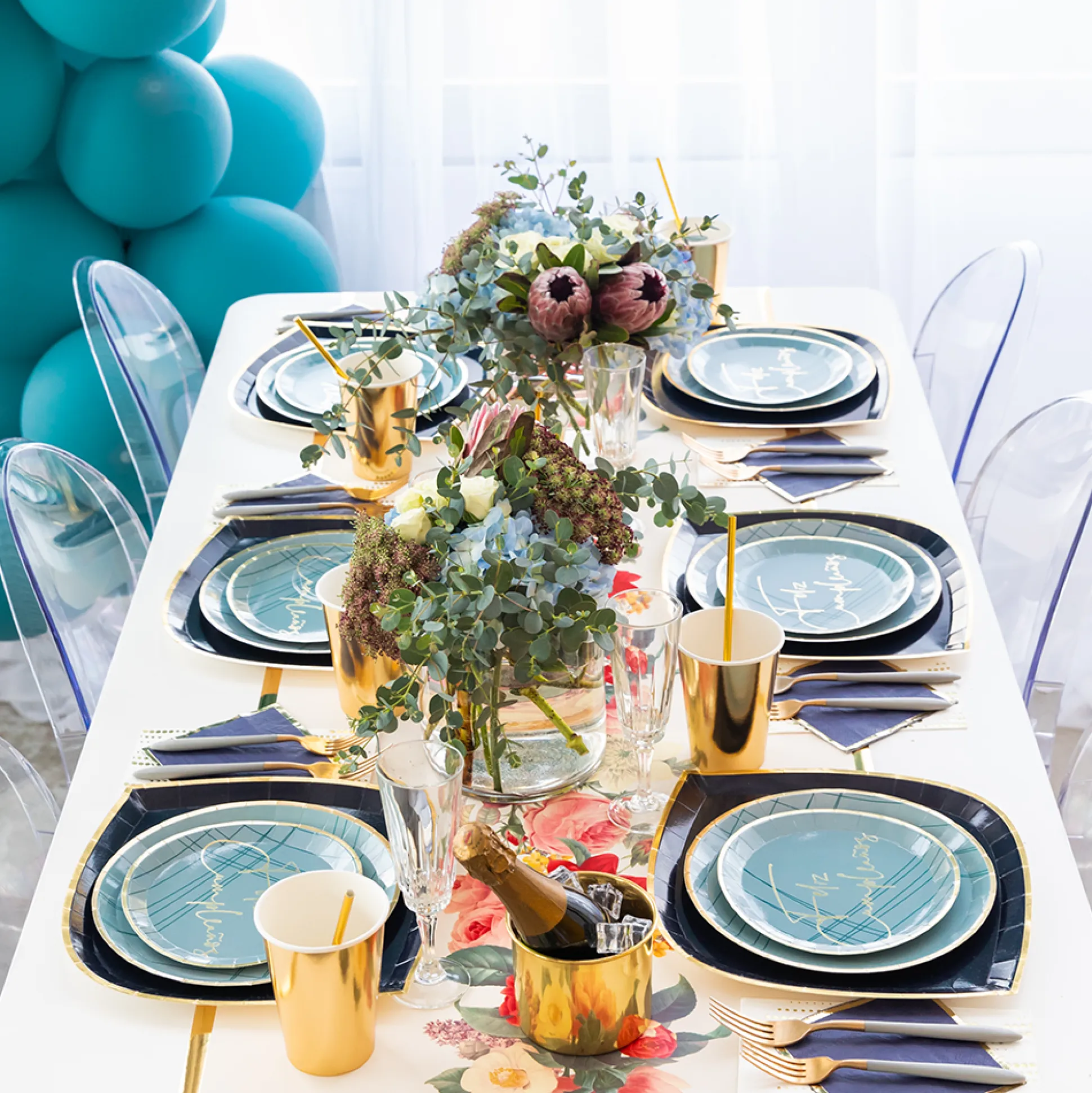 Blue Feliz Cumpleaño Dinner Plates, Pack of 8