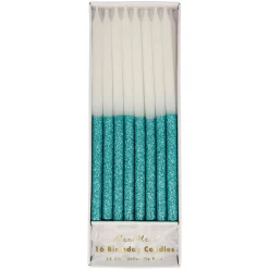 Blue Glitter Dipped Candles