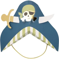 Blue Pirate Party Hats, Pack of 8