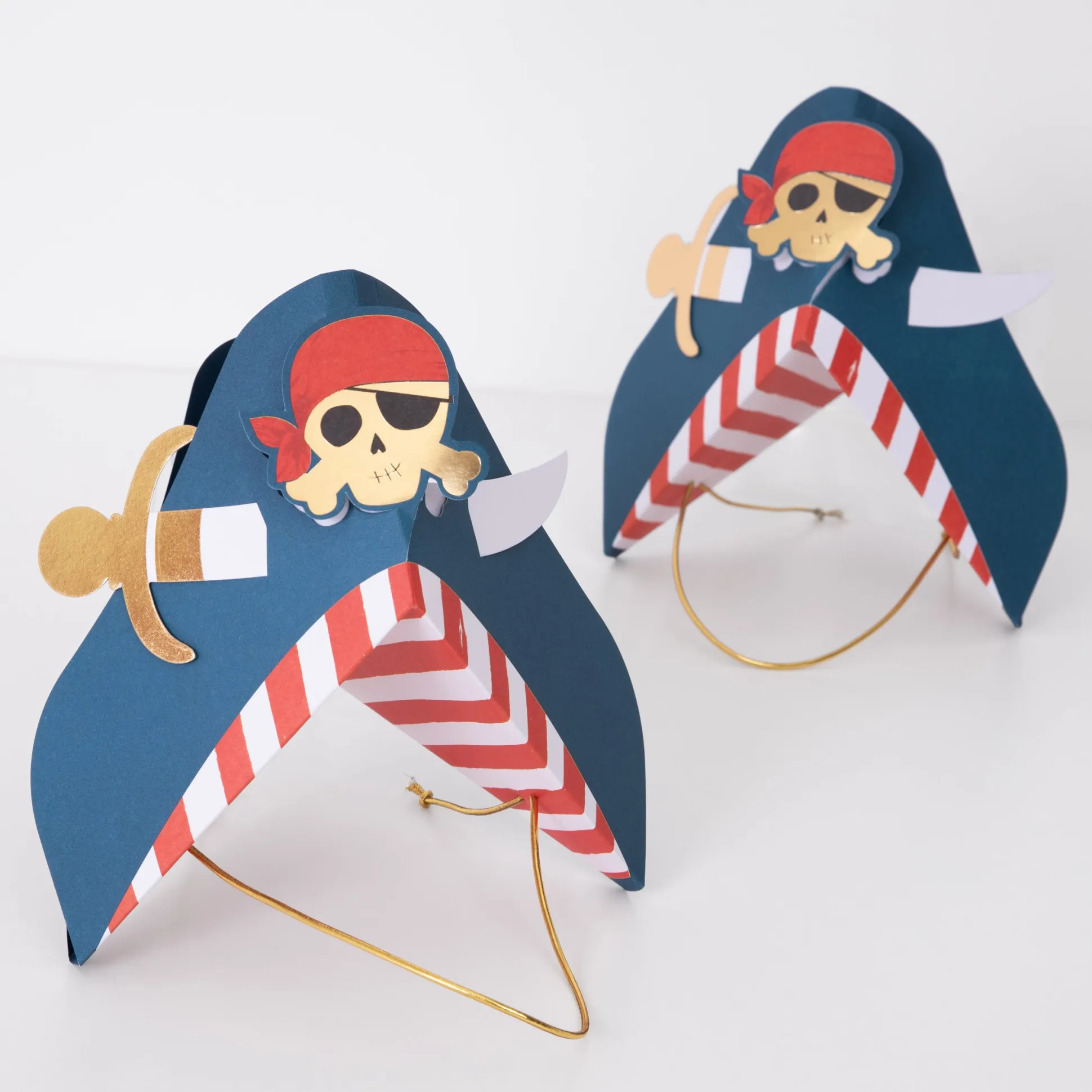 Blue Pirate Party Hats, Pack of 8