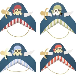 Blue Pirate Party Hats, Pack of 8