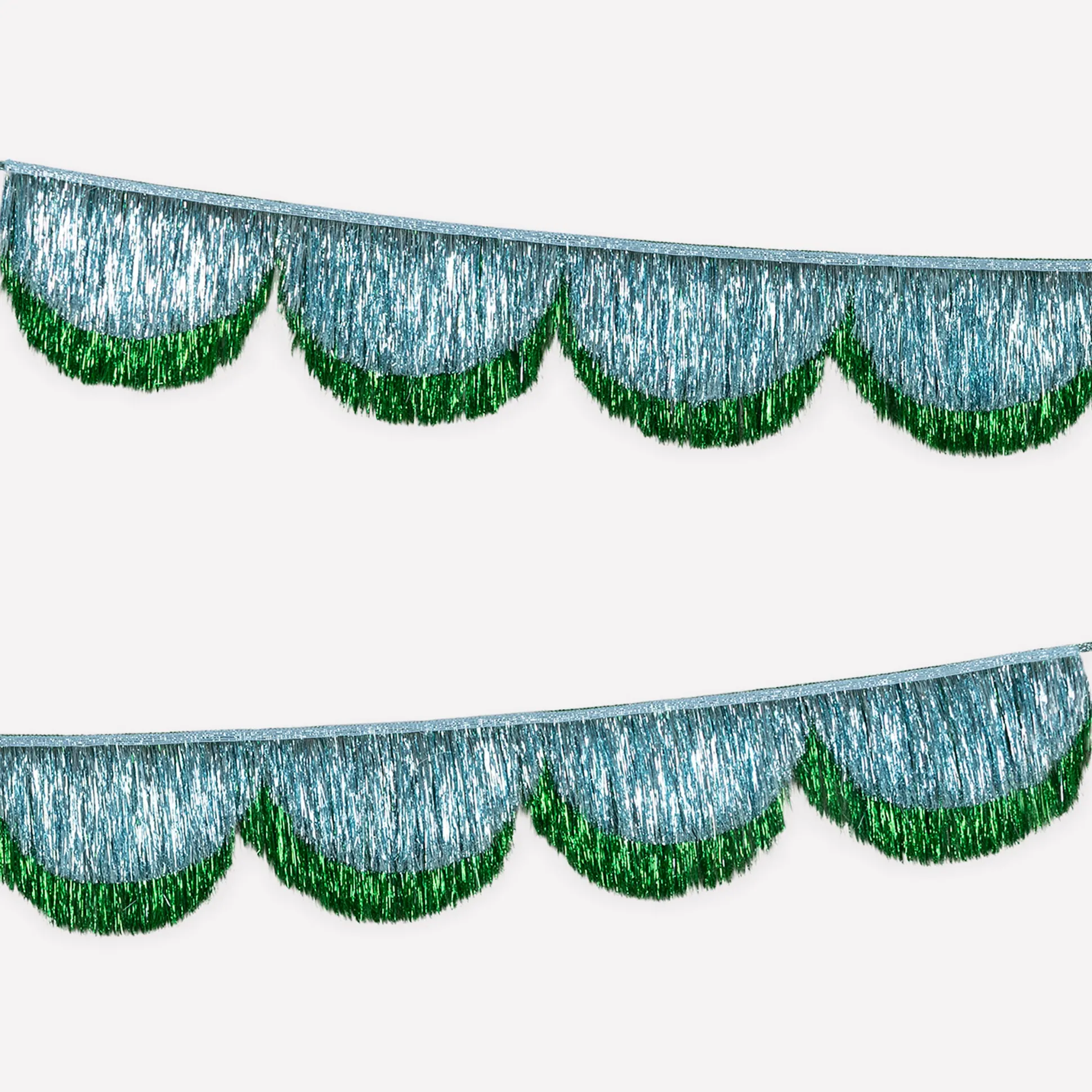 Blue Tinsel Scallop Garland