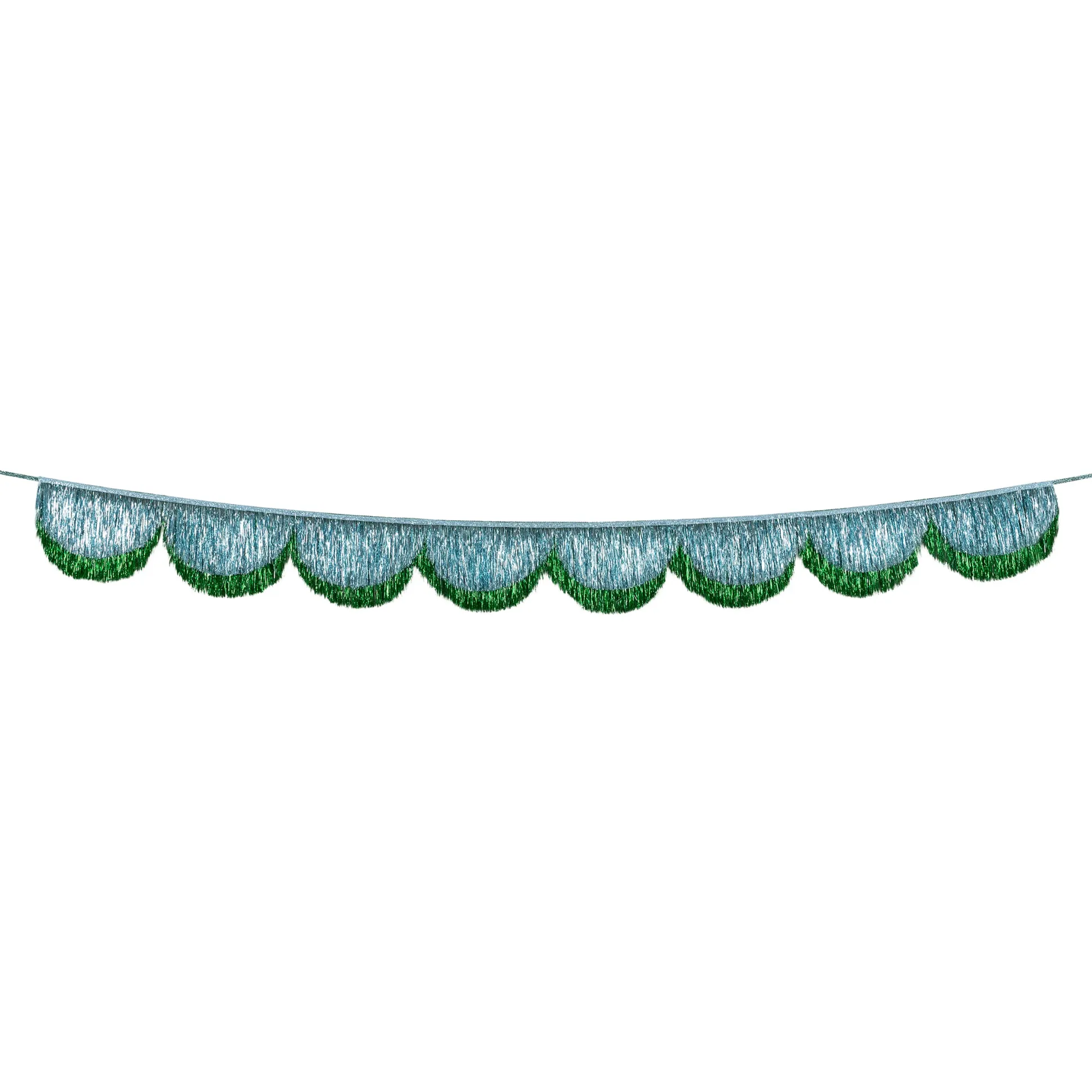 Blue Tinsel Scallop Garland