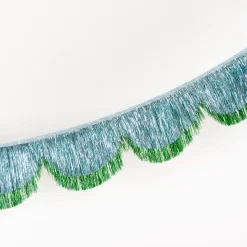Blue Tinsel Scallop Garland