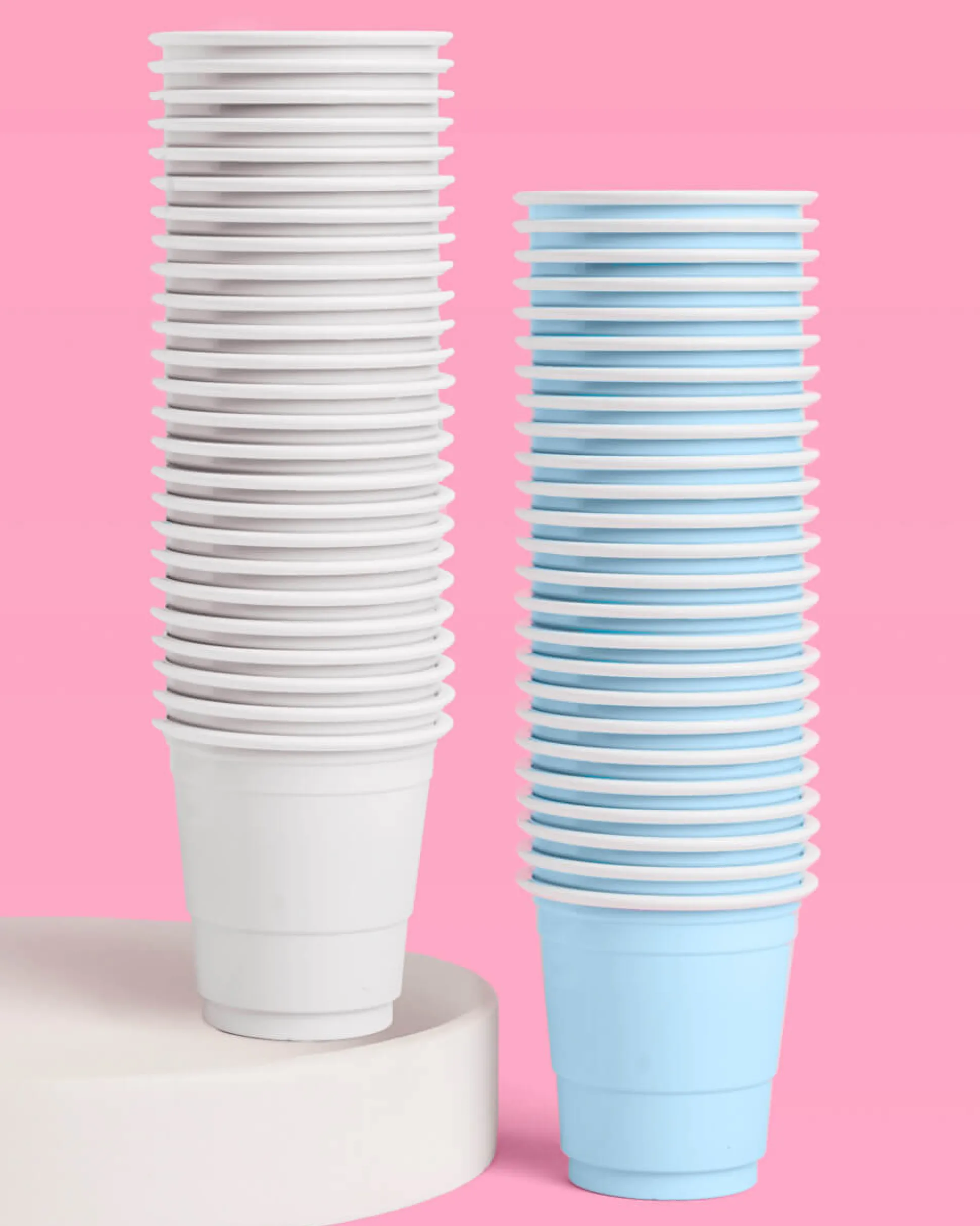 Blue + White Shot Glasses - 50 plastic shot glasses