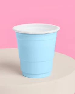 Blue + White Shot Glasses - 50 plastic shot glasses