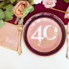 Blush 40th Dessert Plates, Pack of 8