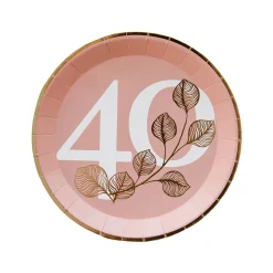 Blush 40th Dessert Plates, Pack of 8