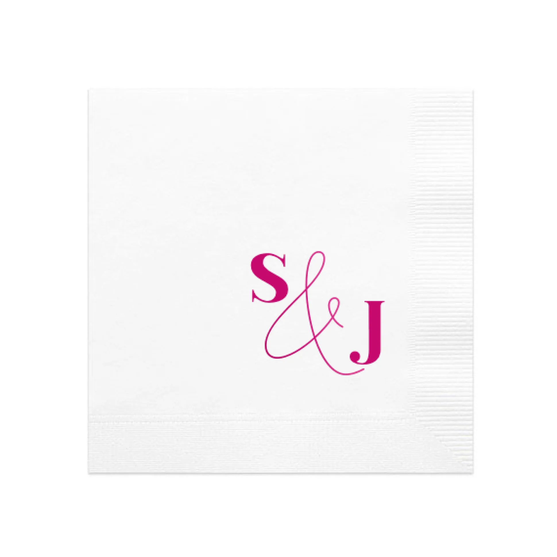 Bold & Modern Initials Personalized Napkin, Fuchsia Foil