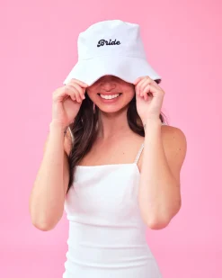 Bride Bucket Hat - Embroidered Cotton Hat