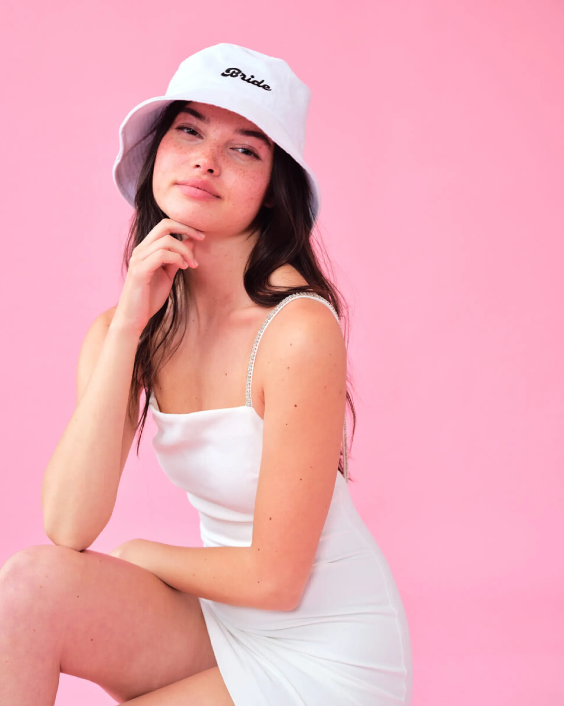 Bride Bucket Hat - Embroidered Cotton Hat