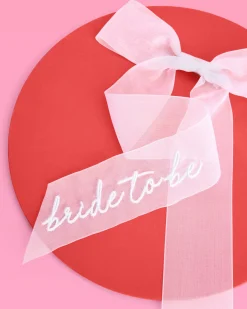 Bride To Be Bow - White Embroidered Bow