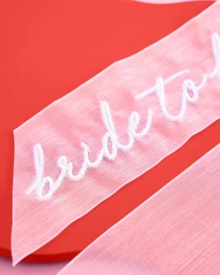 Bride To Be Bow - White Embroidered Bow
