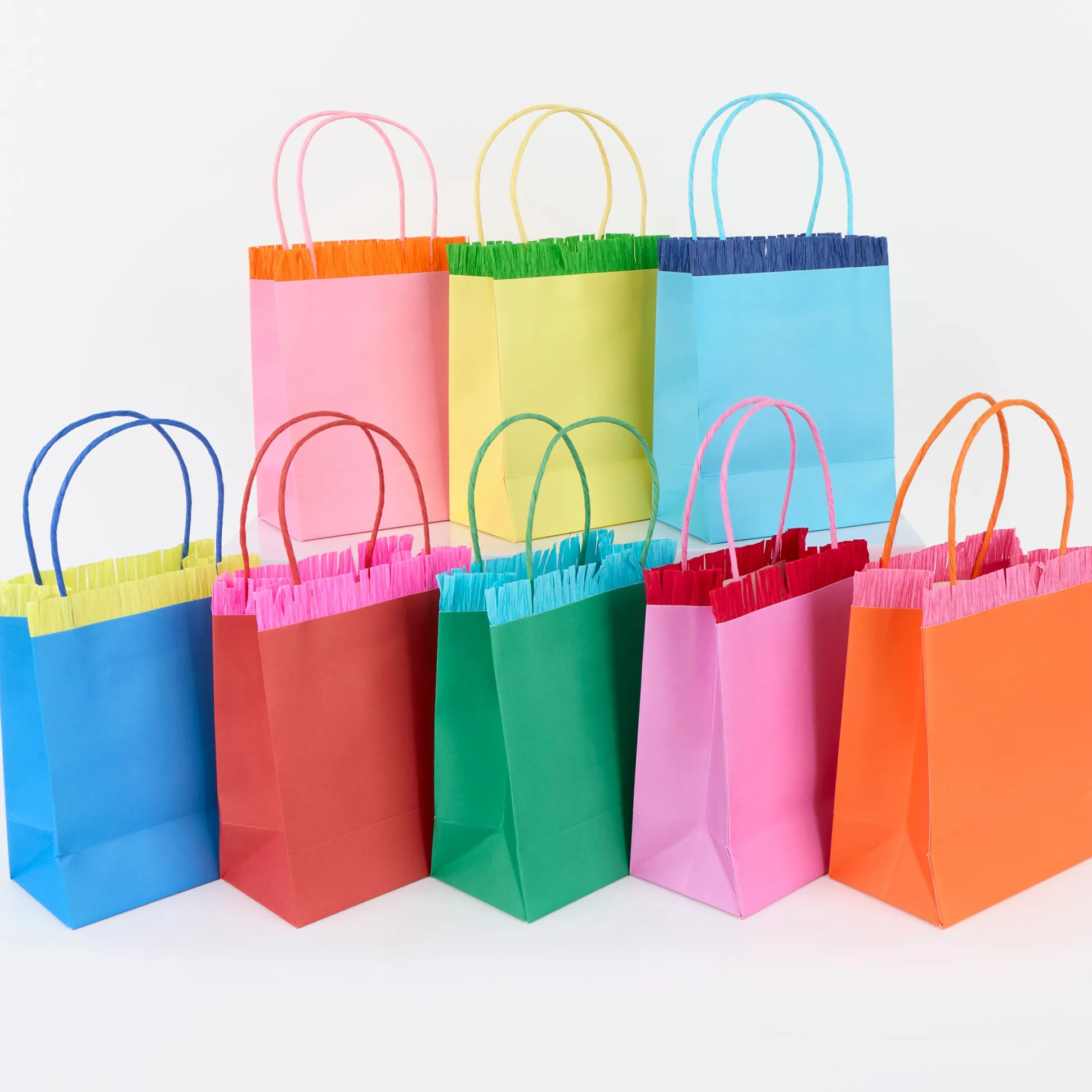 Bright Fringed Party Bags (x 8)