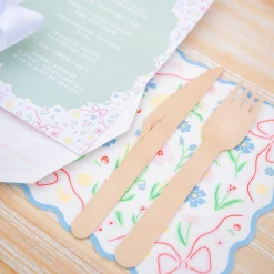 Bunnies In The Garden Blue Floral Large Napkins, Pack of 16