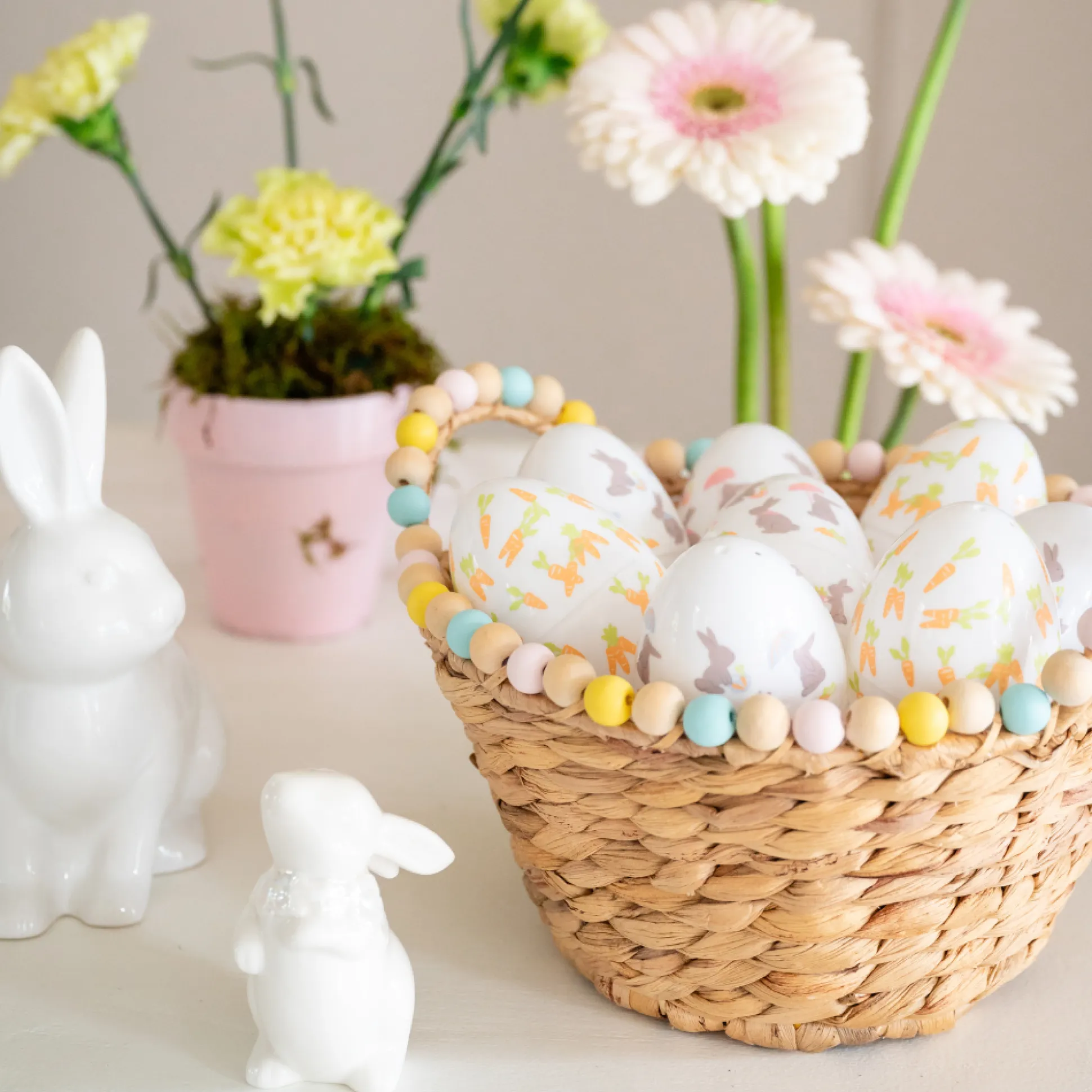 Bunnies In The Garden Fancy Plastic Easter Eggs, Pack of 24
