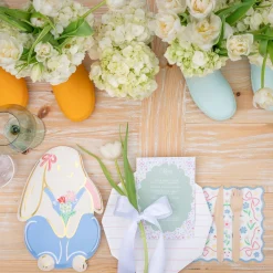 Bunnies In The Garden Overalls Bunny Large Plates, Pack of 8