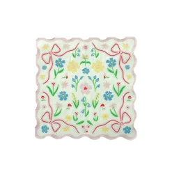 Bunnies In The Garden Pink Floral Petite Napkins, Pack of 16