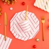 Candy Apple Frenchie Striped Large Plates, Pack of 8
