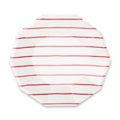 Candy Apple Frenchie Striped Large Plates, Pack of 8