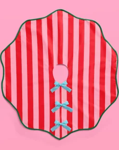 Candy Cane Tree Skirt - pink and red striped tree skirt