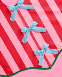 Candy Cane Tree Skirt - pink and red striped tree skirt