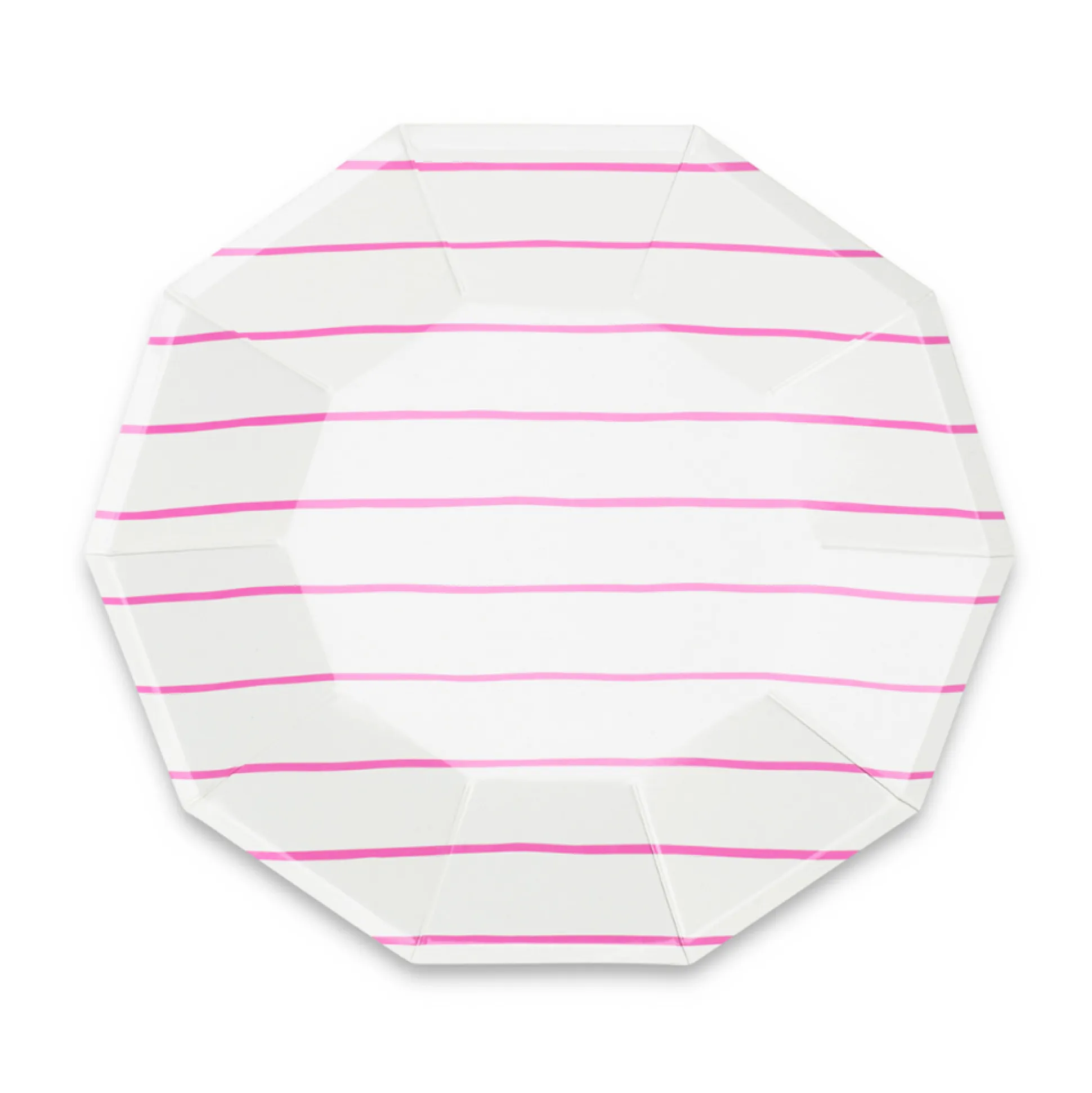 Cerise Frenchie Striped Large Plates, Pack of 8